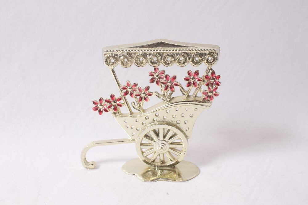 1970s Revere Gold-tone Flower Cart Earring Holder Vintage Jewelry Storage ~